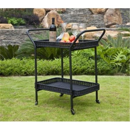 Wicker Lane Wicker Lane ORI002-D Outdoor Black Wicker Patio Furniture Serving Cart ORI002-D